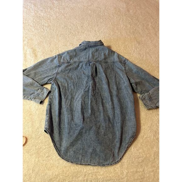 GOOD AMERICAN Easy Shirt In Indigo Size Medium - Picture 8 of 9